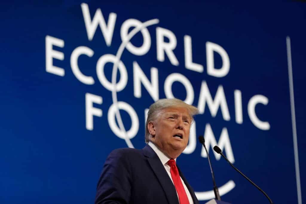 Donald Trump won't be invited back to Davos, founder says.